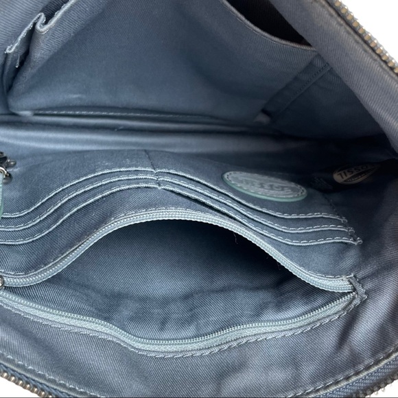 Fossil Blue Gray Sydney Leather Crossbody Bag Purse - Picture 8 of 11
